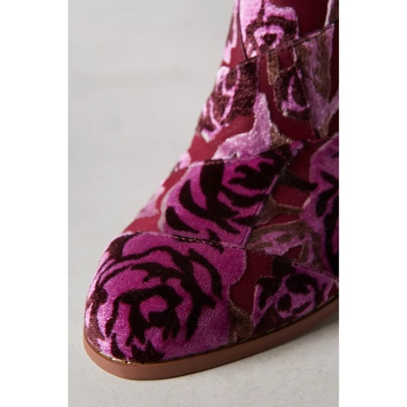 Anthropologie Pink Floral Ankle Boots - Picture 4 of 9